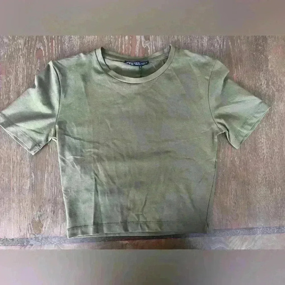NWT Zara Olive green crop top size XS - Picture 2 of 4